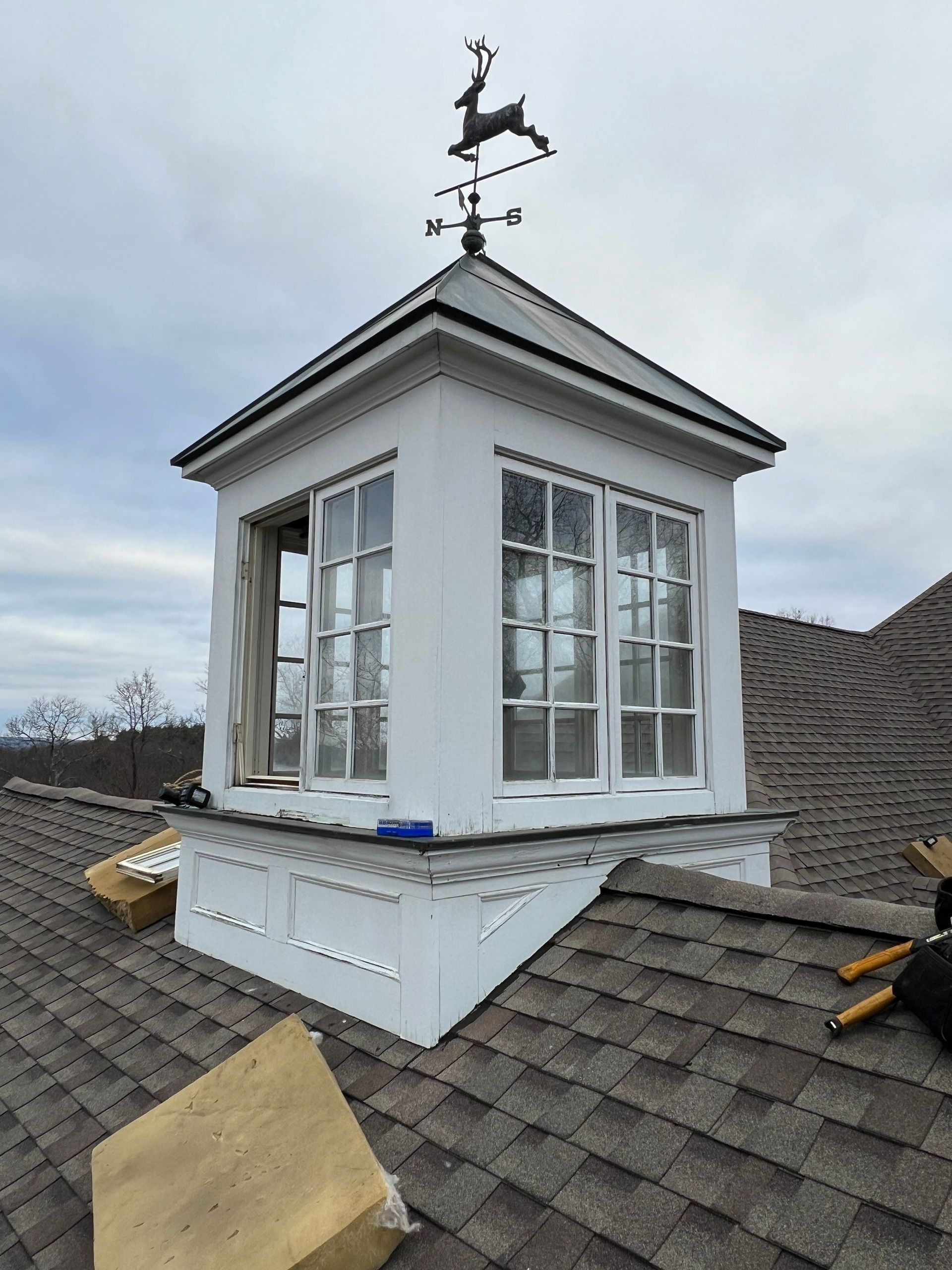 Old Cupola with Water Damage and Rotted Wood 