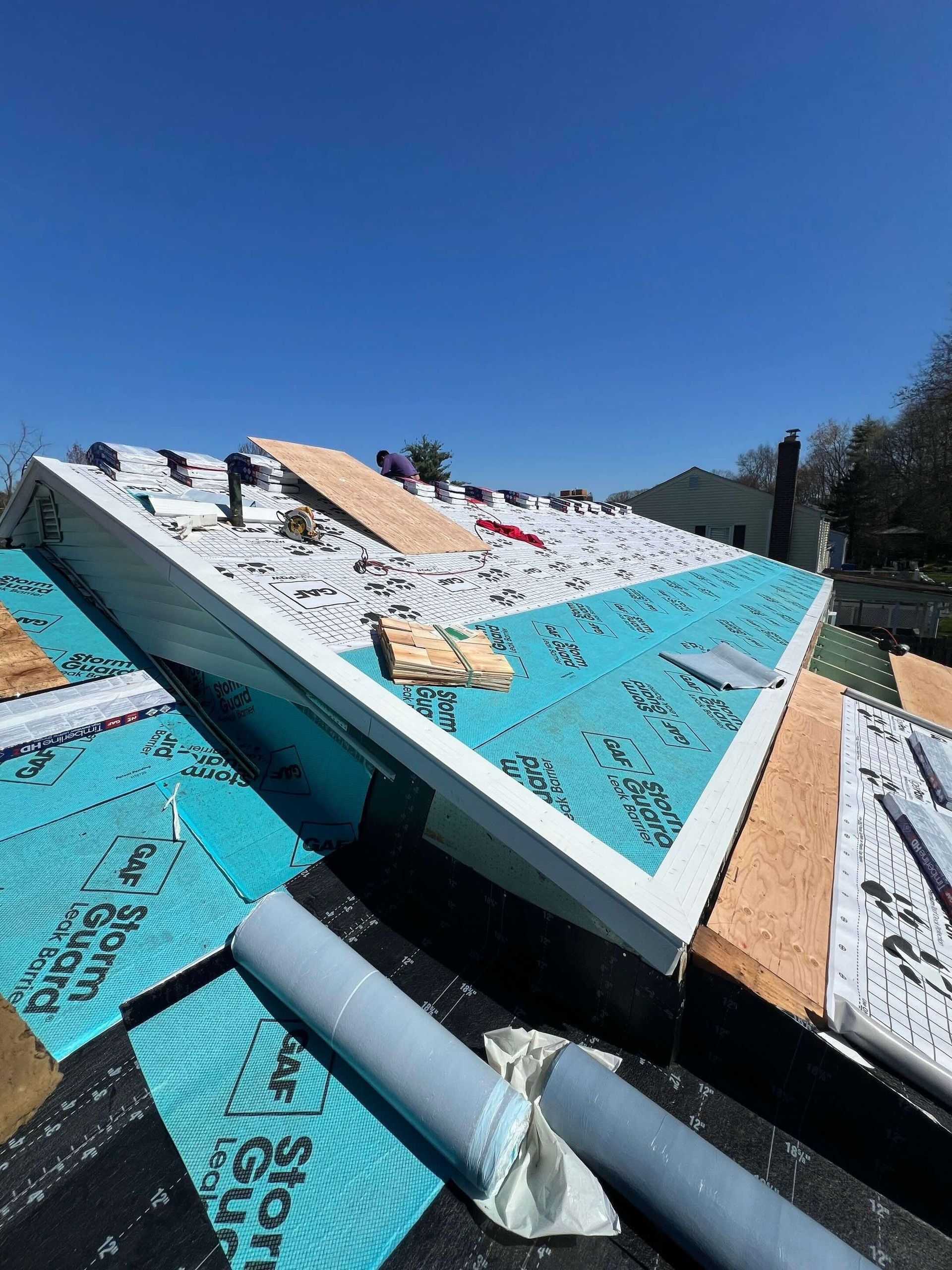 roof being installed in new britain, ct