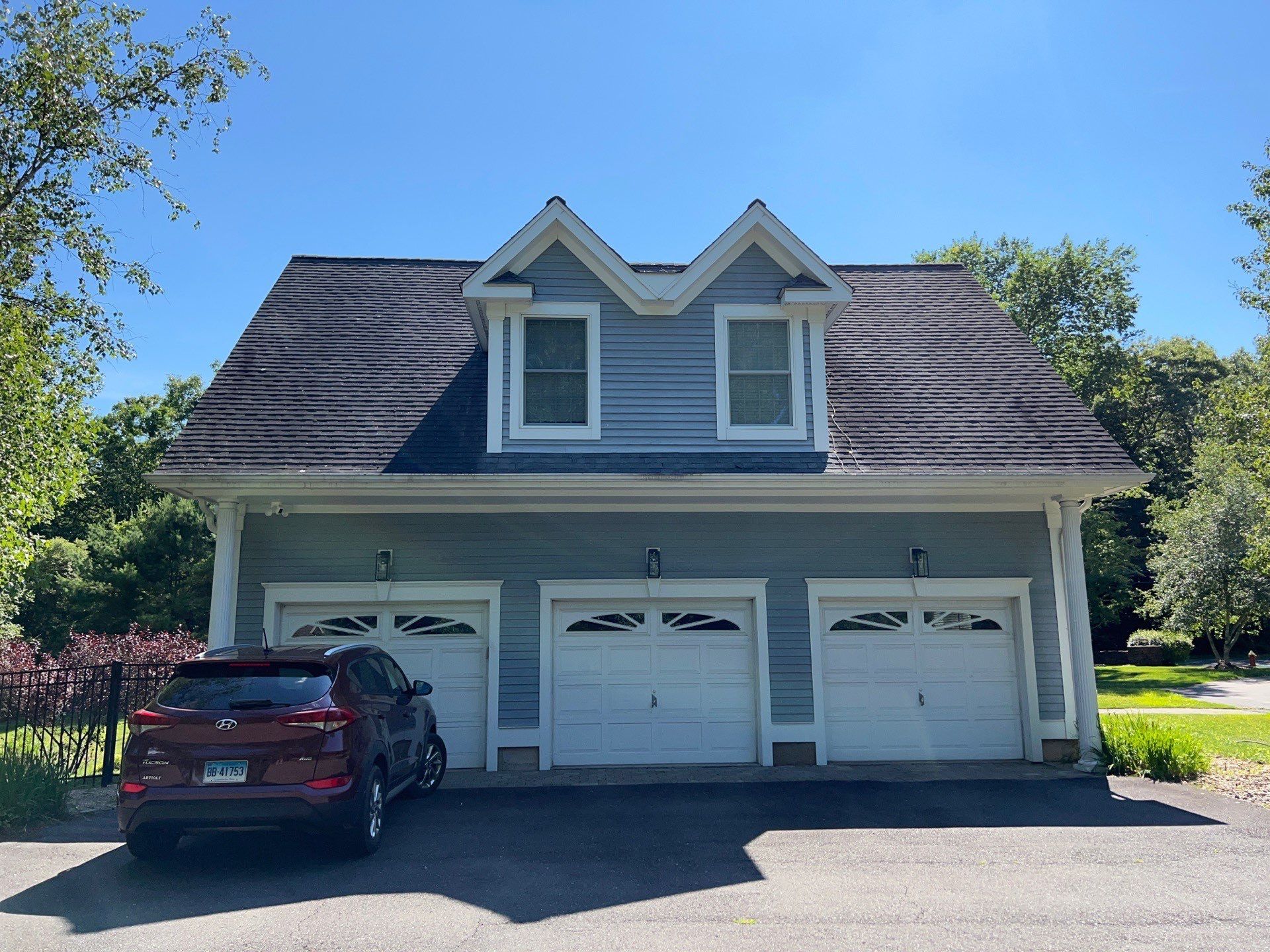 before photo of a roofing job over garage in farmington, ct