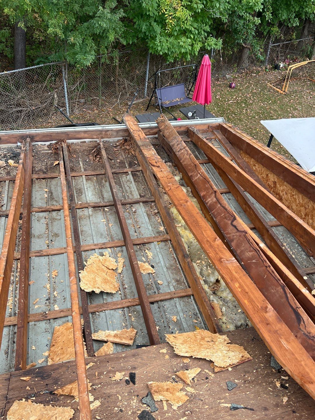 water damage on roof