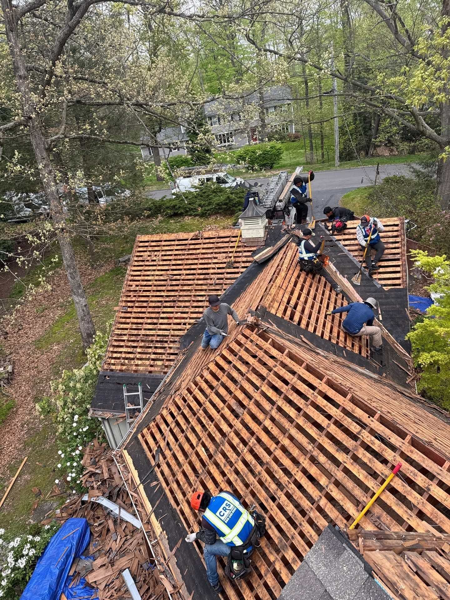 Connecticut Roofing solutions Crew doing a Roof Demo