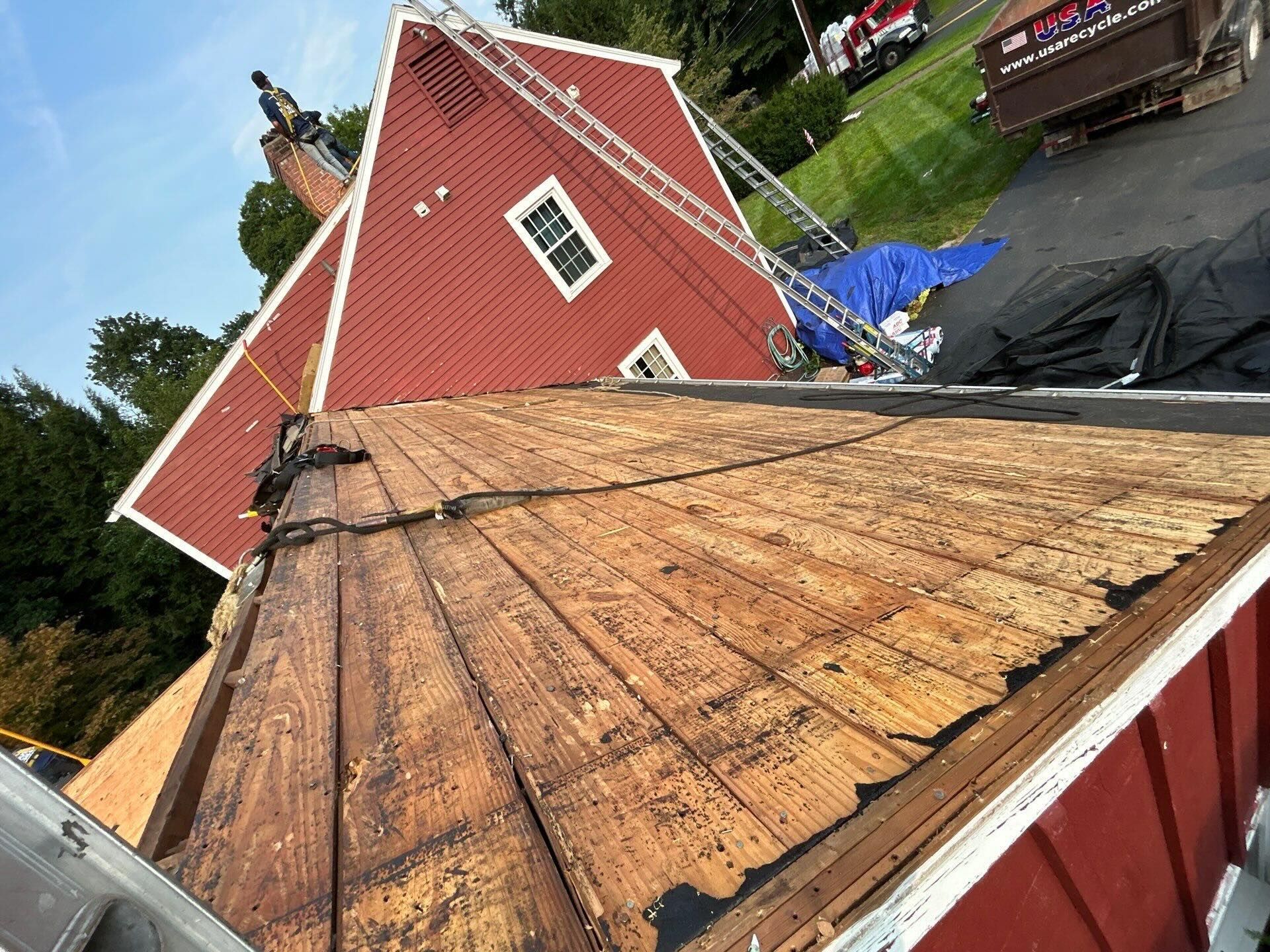 Tongue and Groove Roof Decking Stripped in Glastonbury, CT