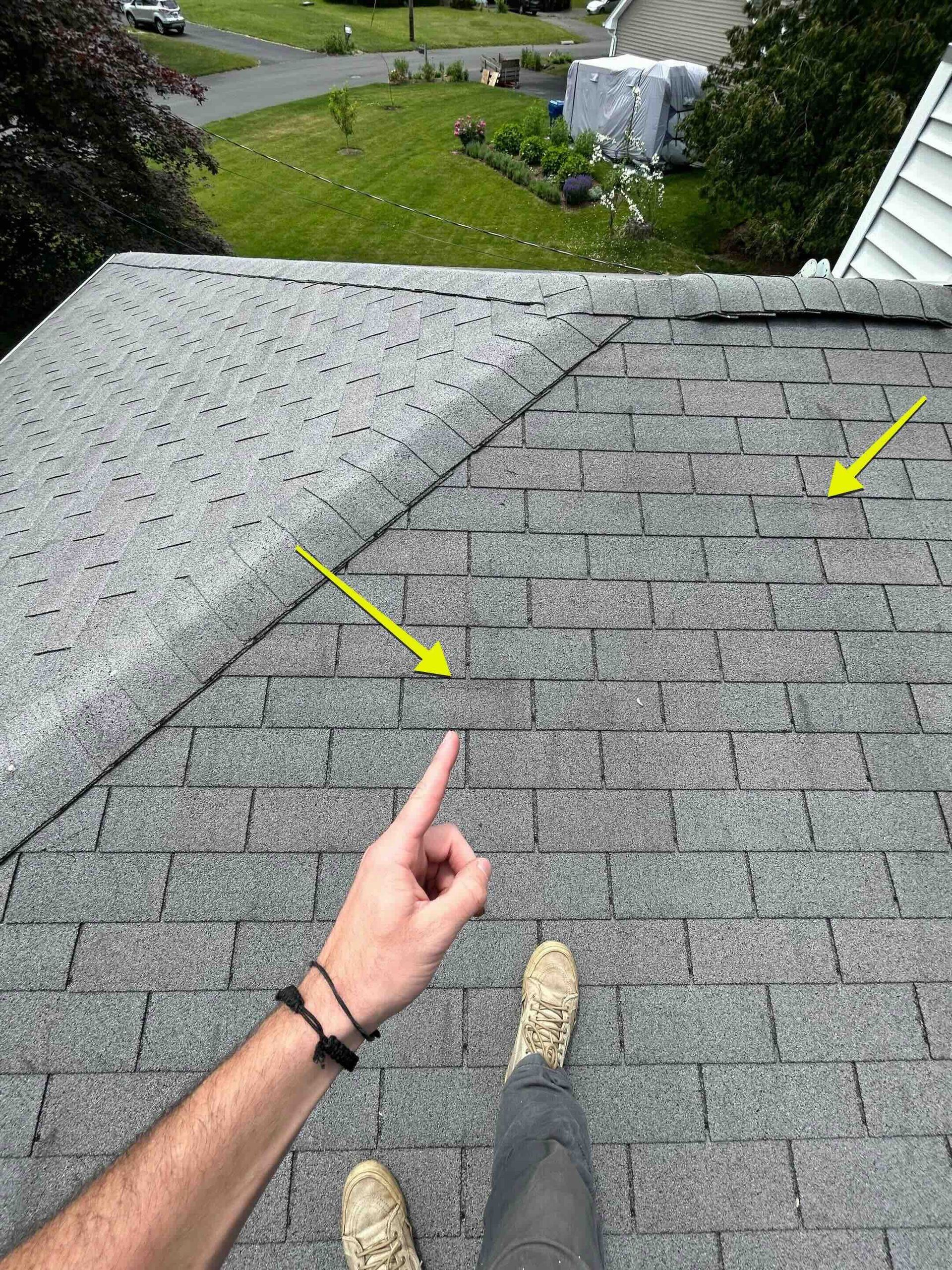 identifying locations with wind damaged shingles on farmington, ct roof