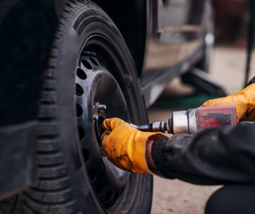 Car in Leander, TX getting tires fixed
