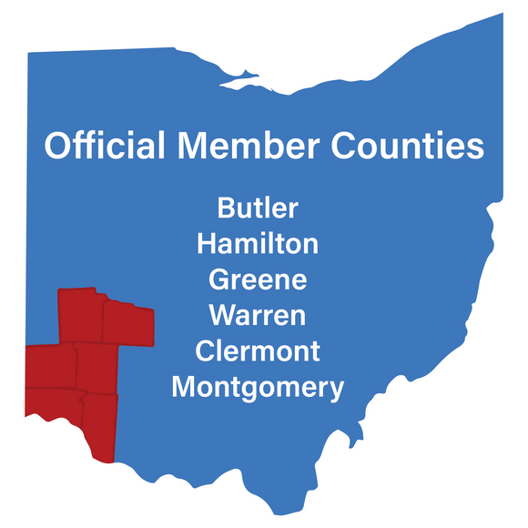 Official Member Counties. Butler, Hamilton, Greene, Warren, Clermont, and Montgomery county.