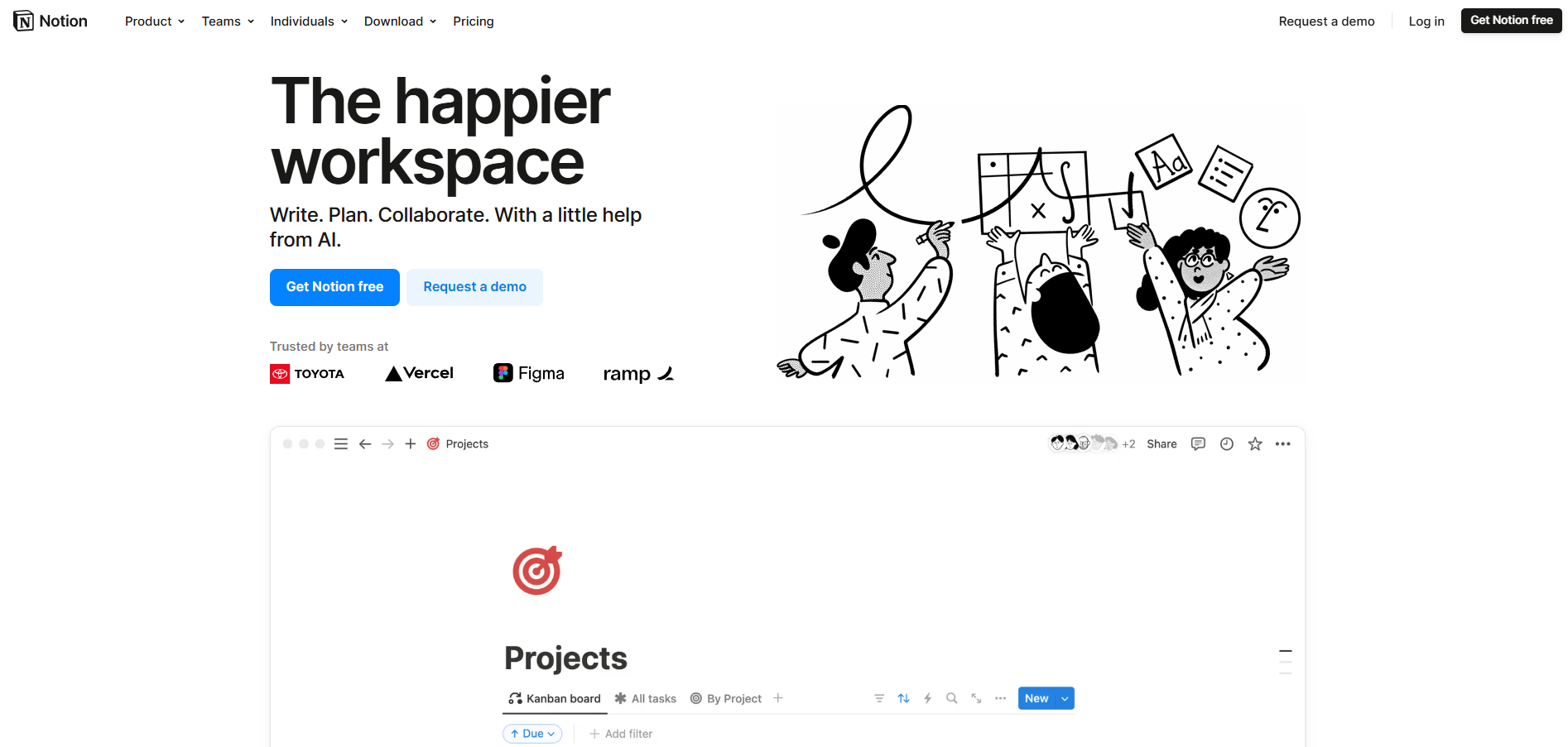 A screenshot of the happier workspace website.
