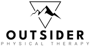 A logo for outsider physical therapy with a mountain in a triangle.