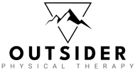 A logo for outsider physical therapy with a mountain in a triangle.