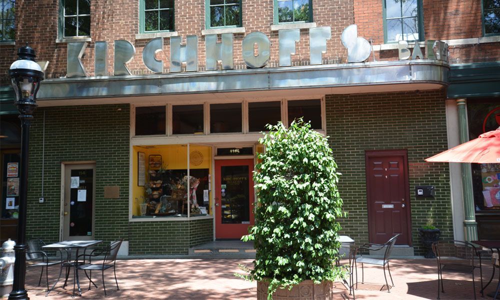 A brick building with a sign that says kirchhoff bakery