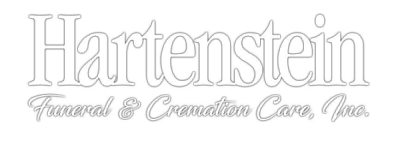Hartenstein funeral and cremation care inc. logo on a white background