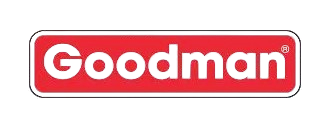 Goodman logo in a red rectangle with white border; white text.