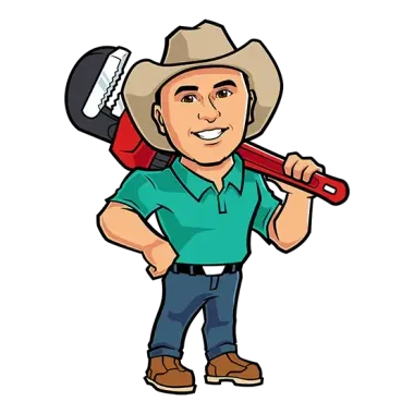 A man in a cowboy hat is holding a wrench on his shoulder.
