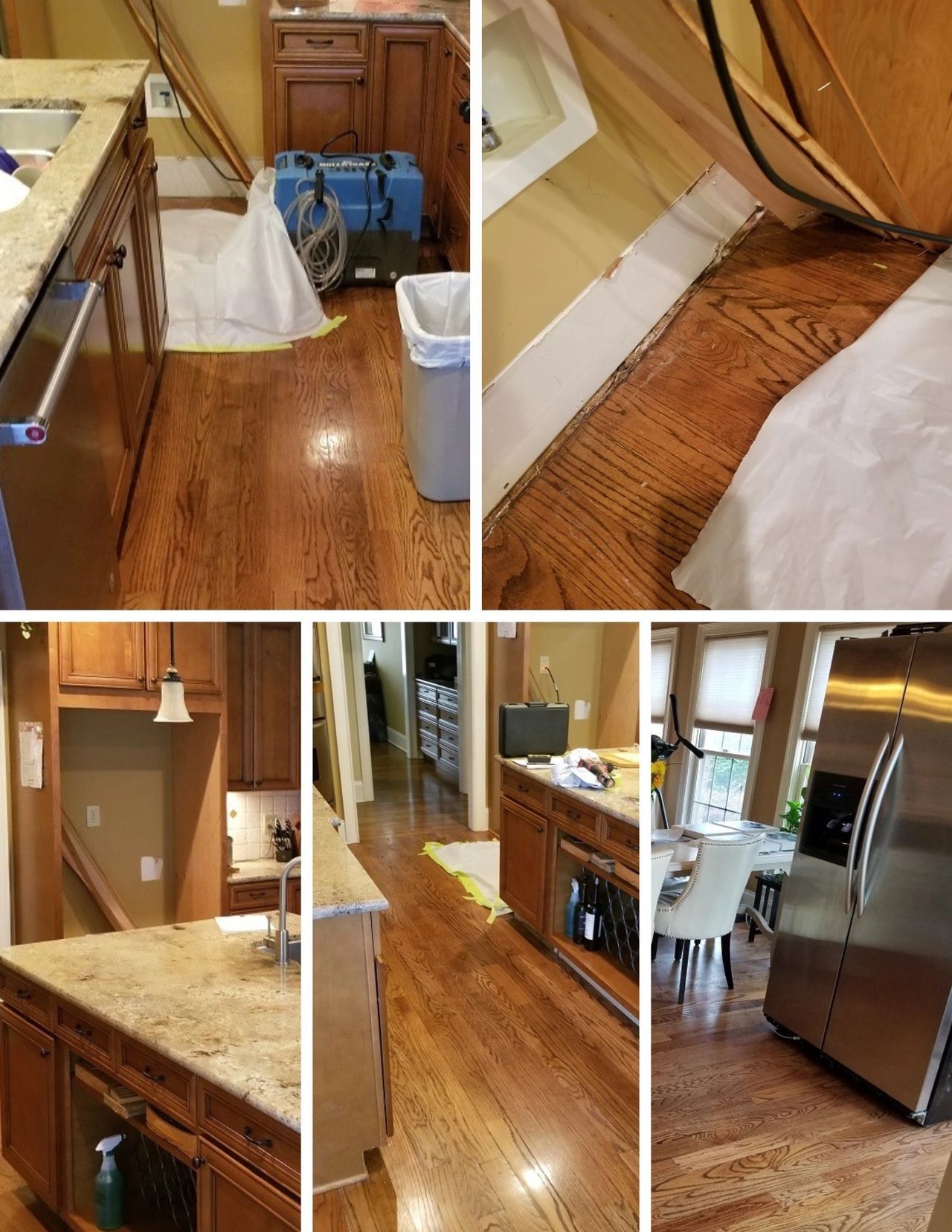 water damage from refrigerator water line leak