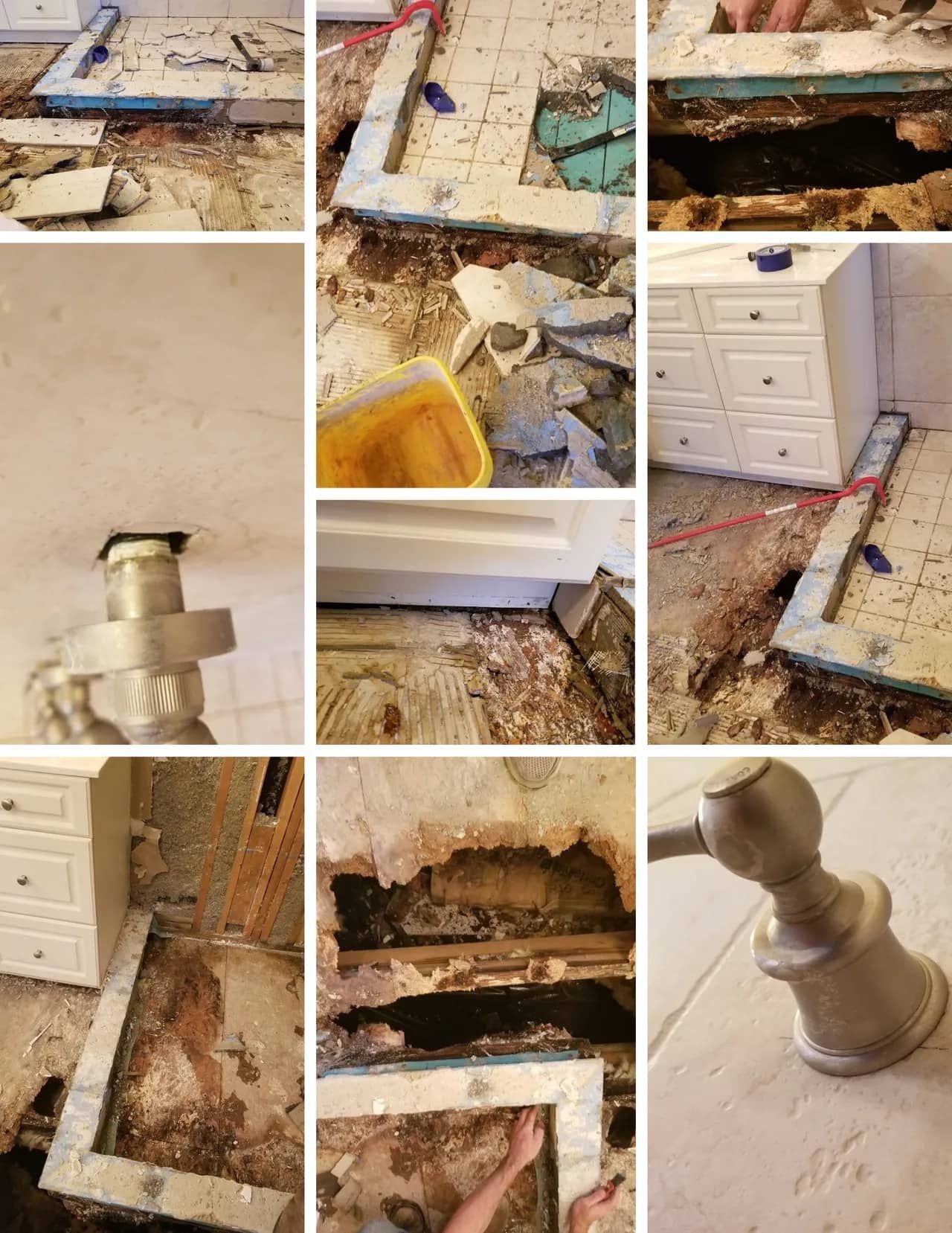 water damage in shower