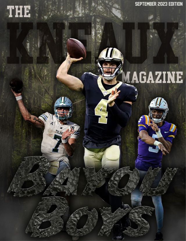 A football player is holding a football on the cover of a magazine.