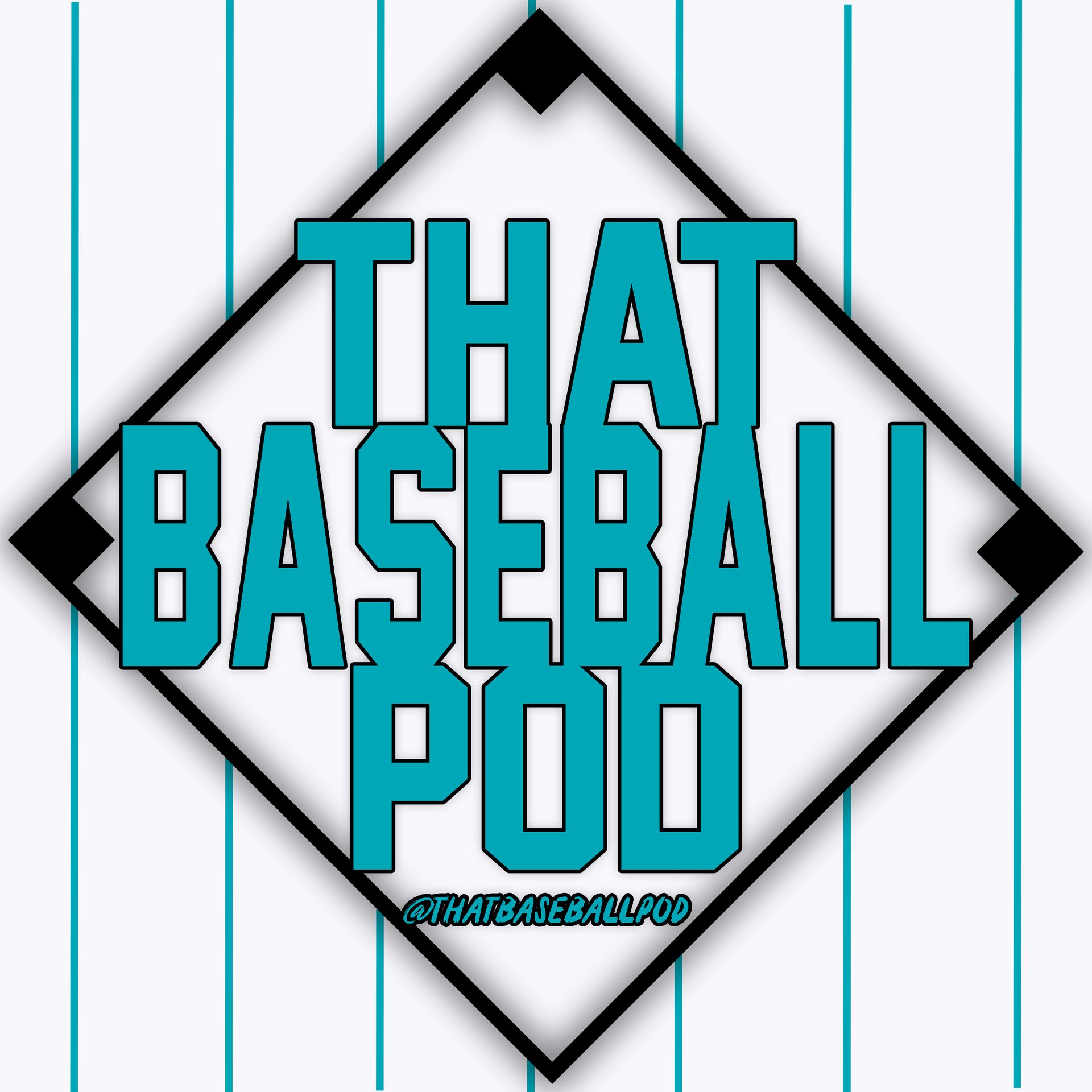 A logo for that baseball pod with blue letters
