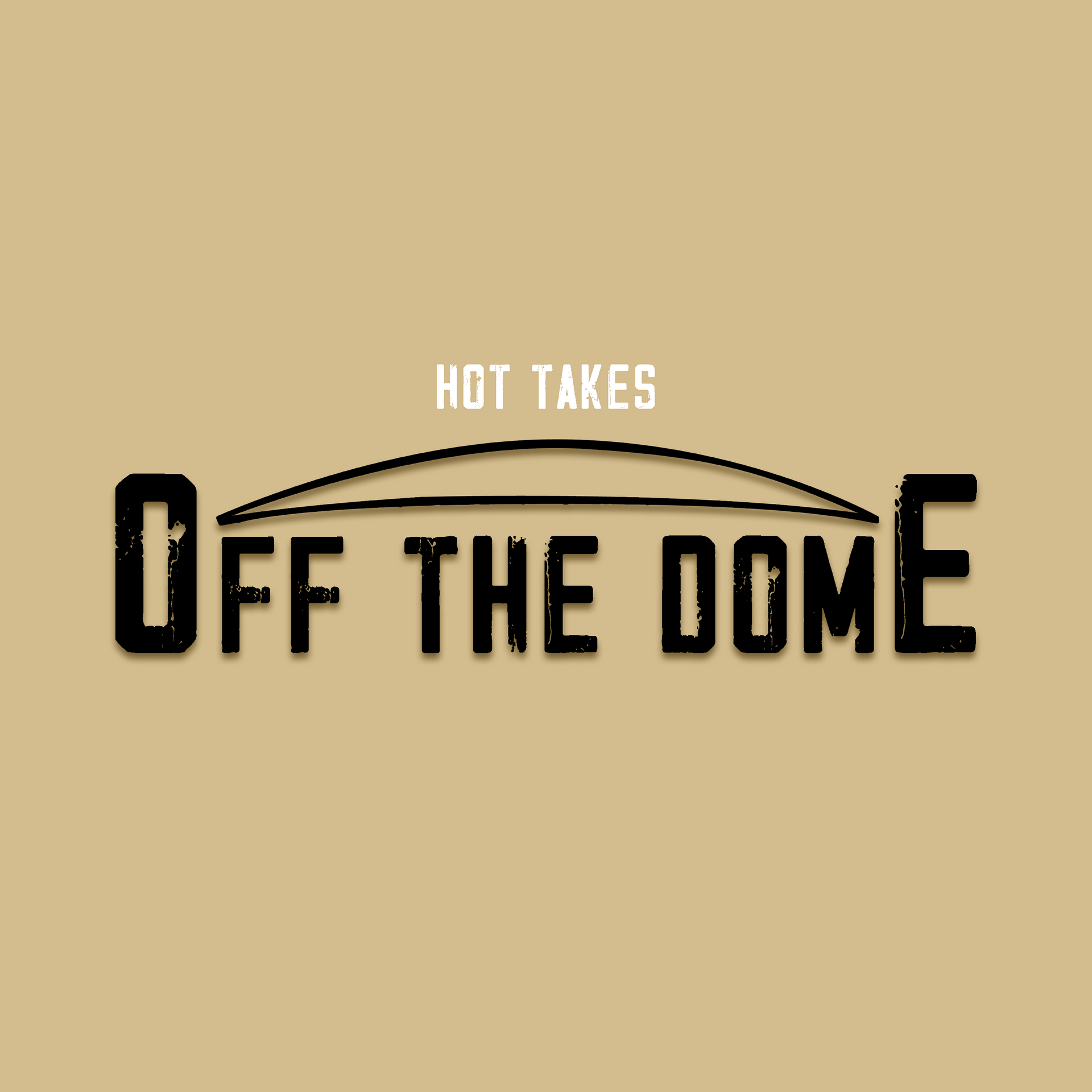 A logo for off the dome that says hot takes