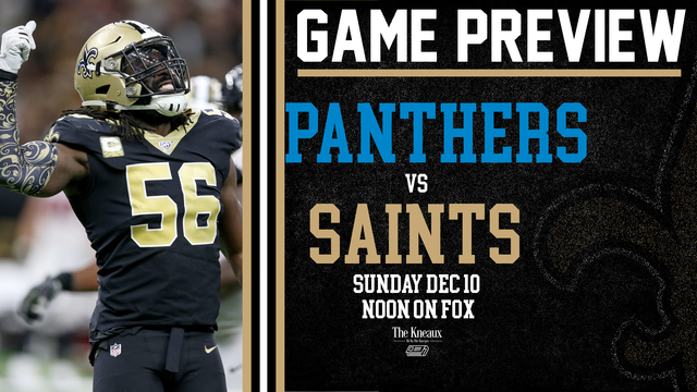 A poster for a game between the panthers and the saints