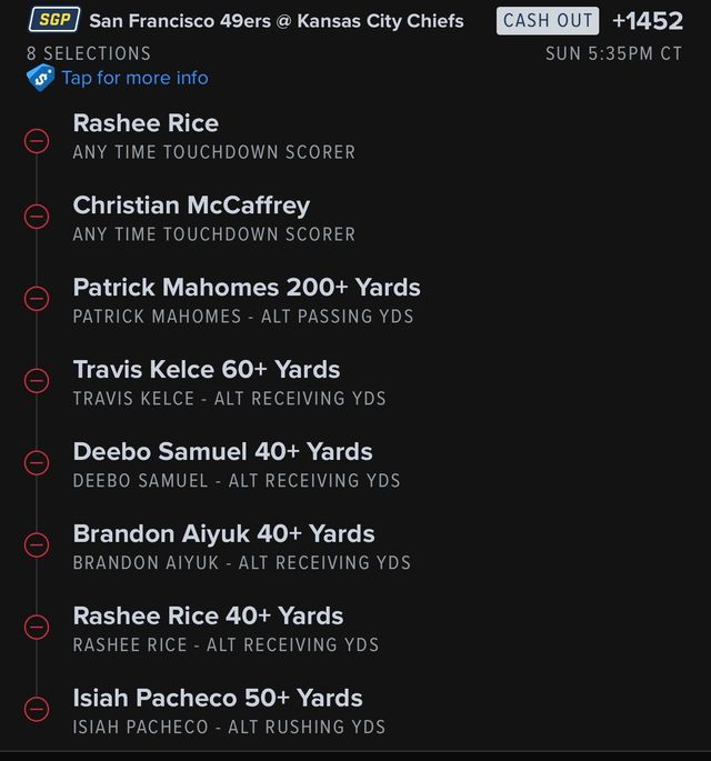 A screenshot of a game between san francisco 49ers and kansas city chiefs