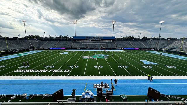 A football field with the word field on it