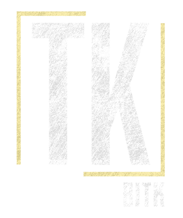 A white and gold logo with the letter k in a square.
