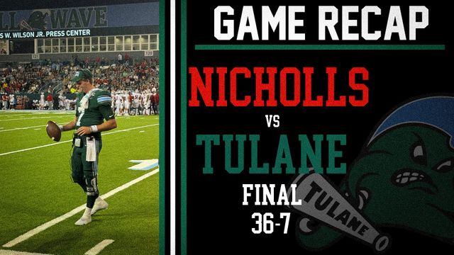 A poster for a football game between nicholls and tulane