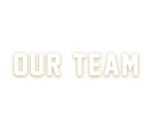 The word our team is written in white letters on a white background.