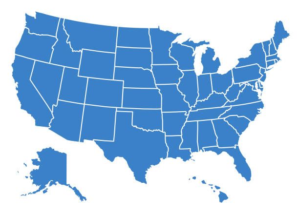 A blue map of the united states of america