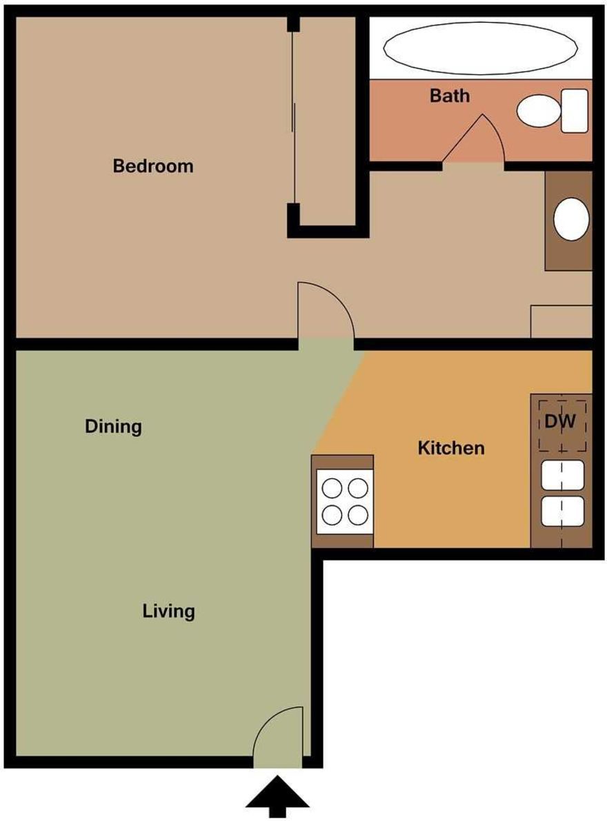 1 Bed | 1 Bath Floorplan