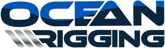 The logo for ocean rigging is blue and silver on a white background.