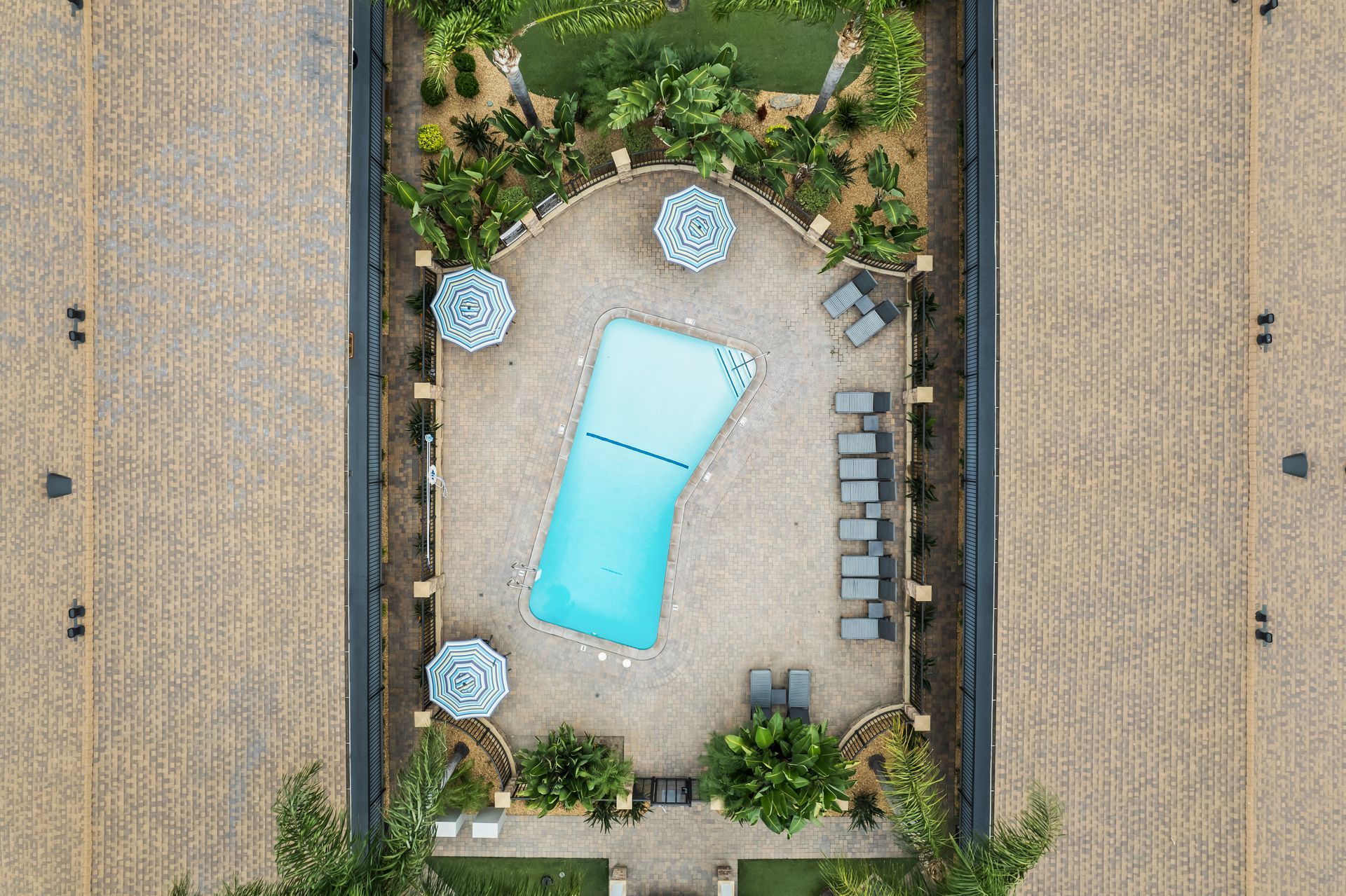 Cantabria square pool from above close