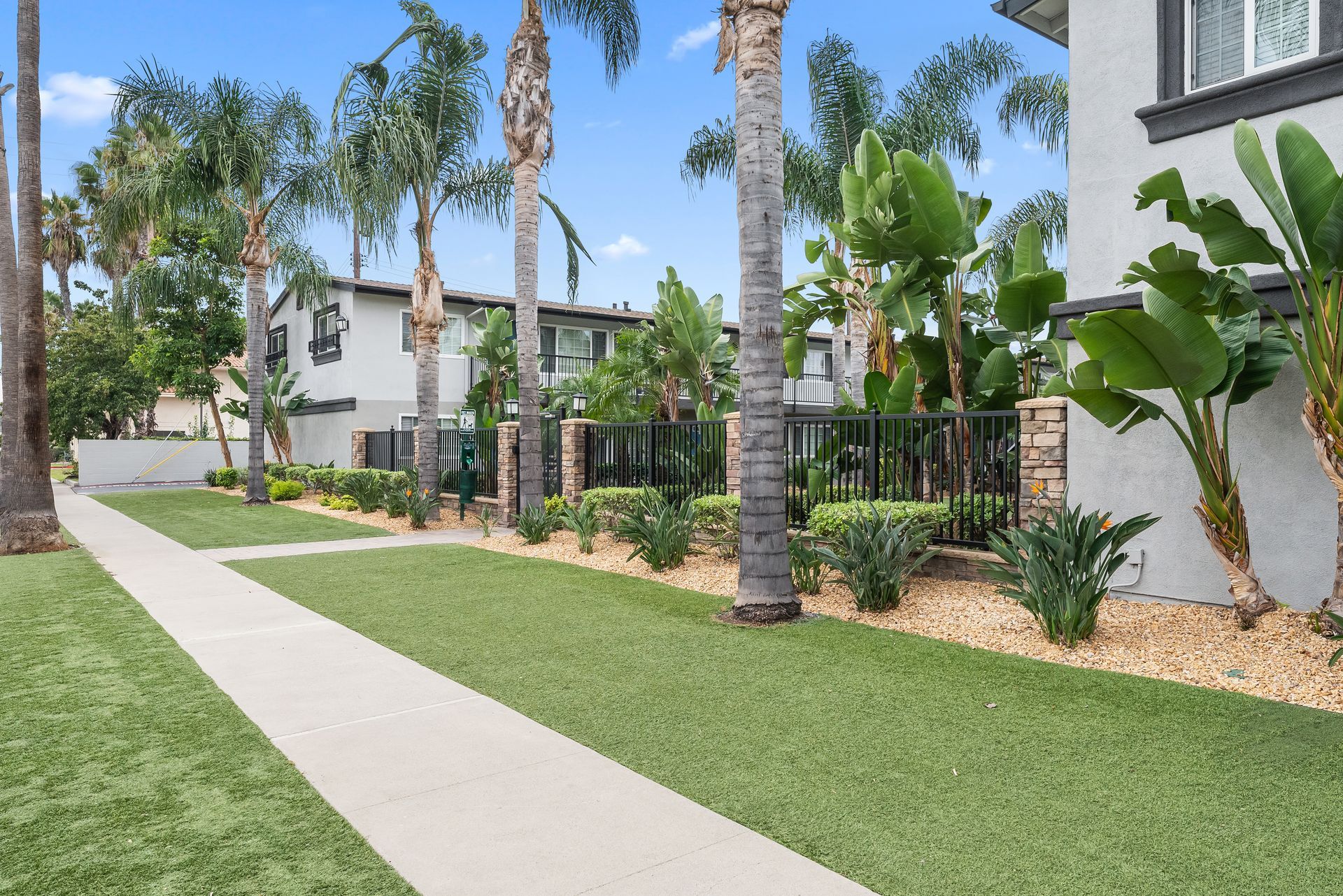 Cantabria courtyard with palm trees and grass