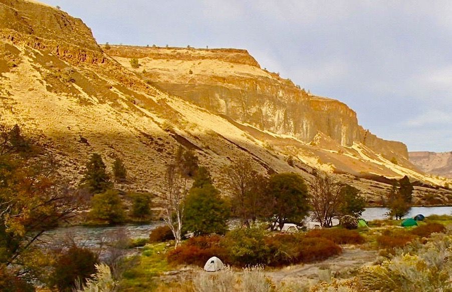 A small white tent is sitting in the middle of a field in front of a mountain.
