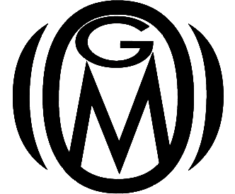 A black and white logo with a letter m in a circle.