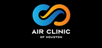 A logo for air clinic of houston on a black background