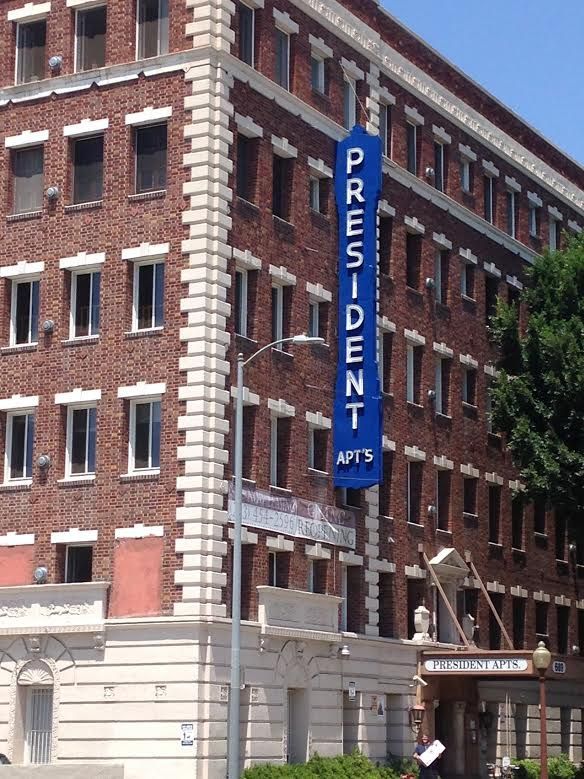 Red brick apartment building with 