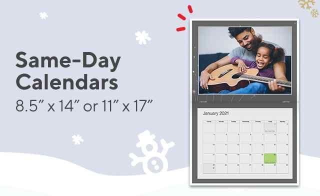 Personalized family holiday calendar printed locally in Las Vegas.
