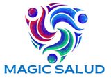 Un logotipo colorido para una empresa llamada magic salud.