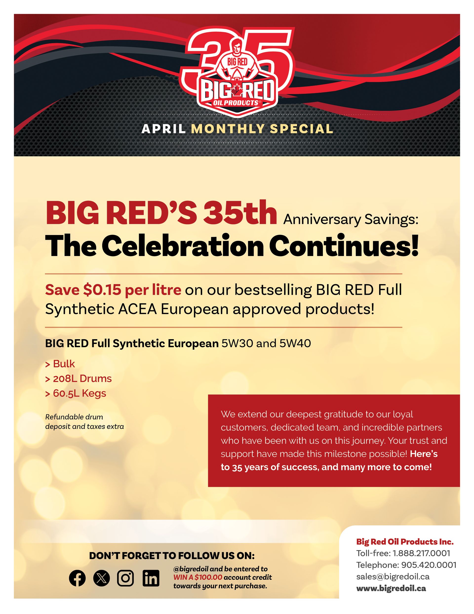 Big Red Oil Monthly Specials