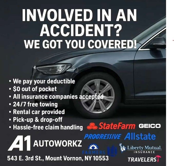 A graphic showing that car accident repairs are covered by insurance.