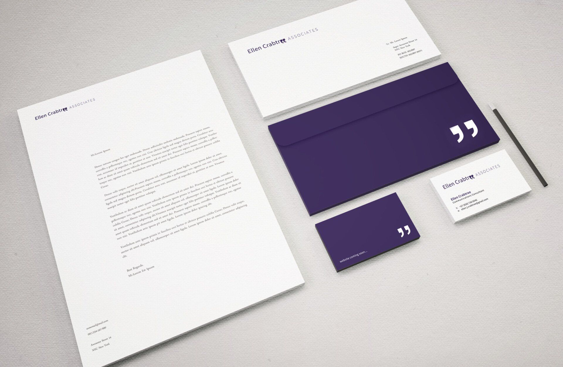 A purple envelope with a quote on it