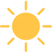 Yellow sun radiating light.