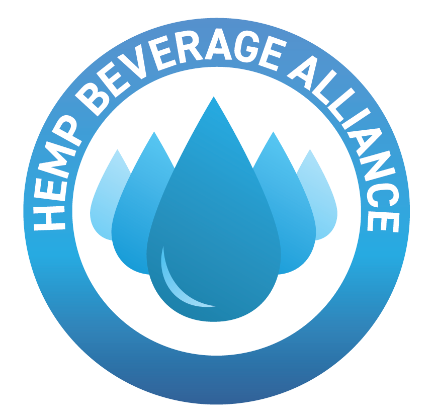 The logo for the hemp beverage alliance shows a drop of water