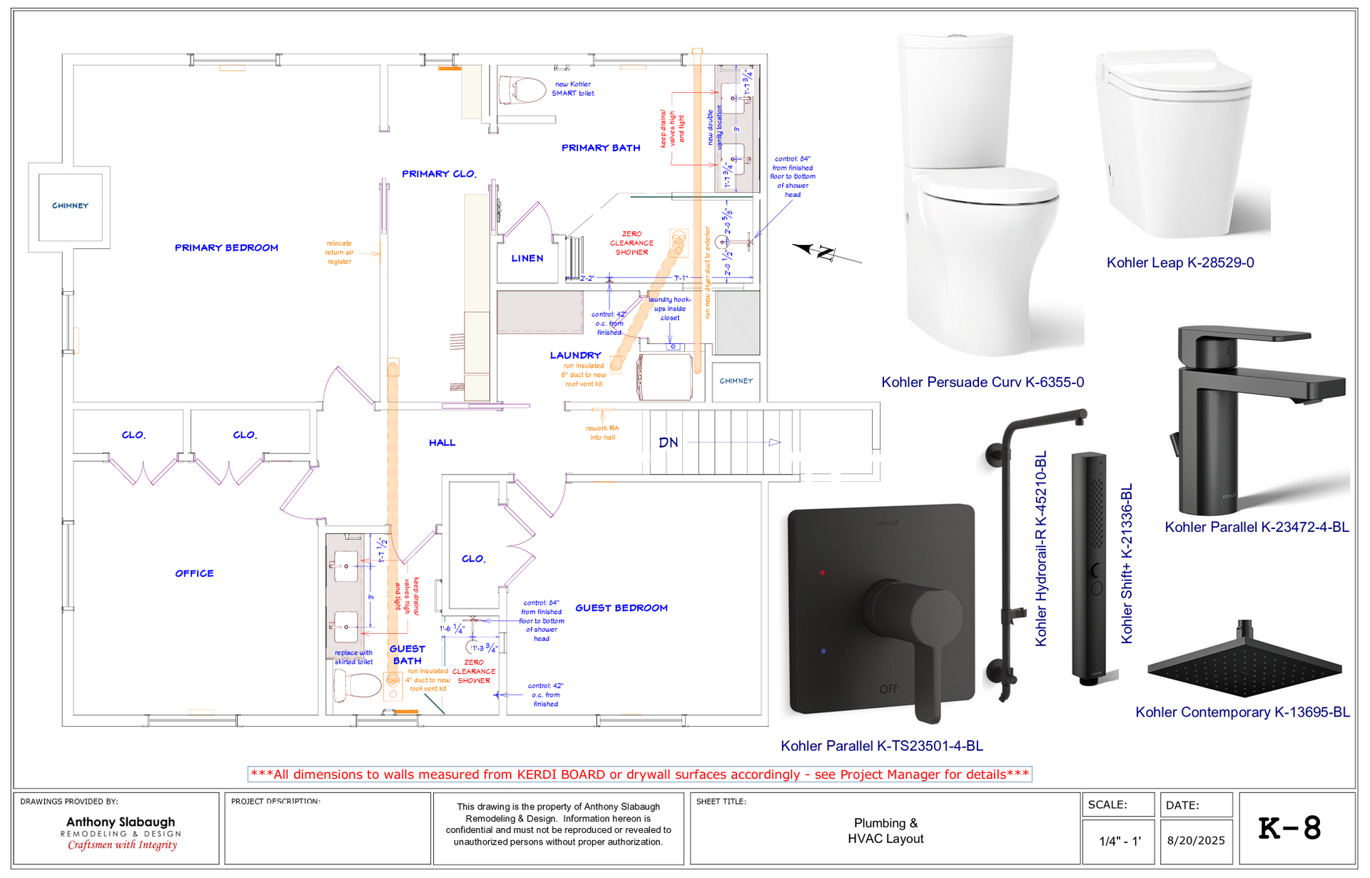 Bathroom floor plan with plumbing details, fixtures like toilet and faucet.