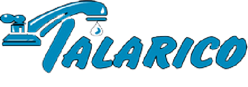 A blue logo for a Talarico Plumbing & Heating, Inc. with a faucet and a drop of water.