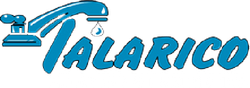 A blue logo for a Talarico Plumbing & Heating, Inc. with a faucet and a drop of water.