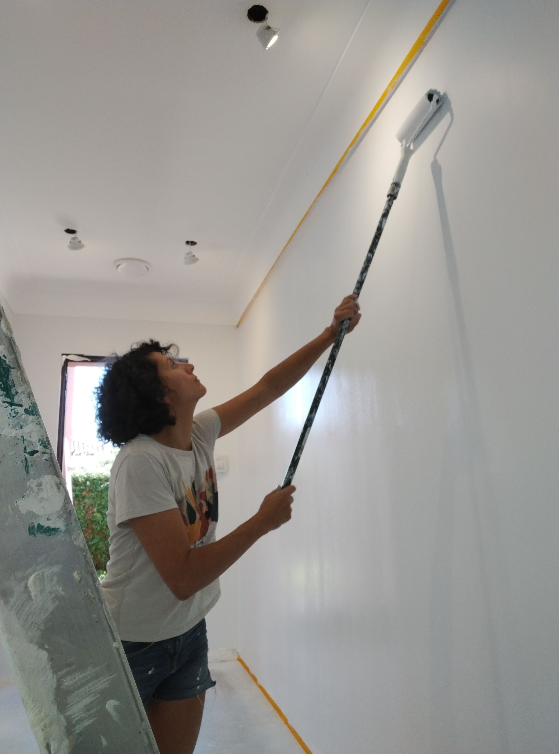 Vanessa en action, peinture des murs