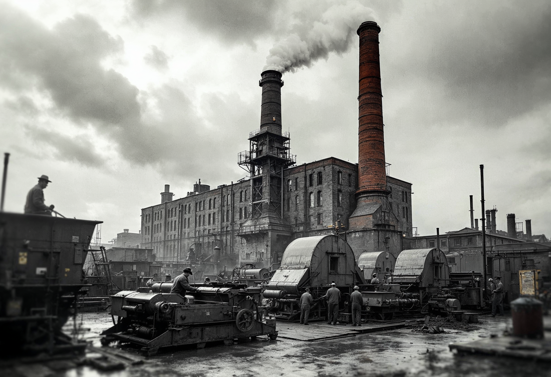 Historical photo of an asbestos factory in Glasgow