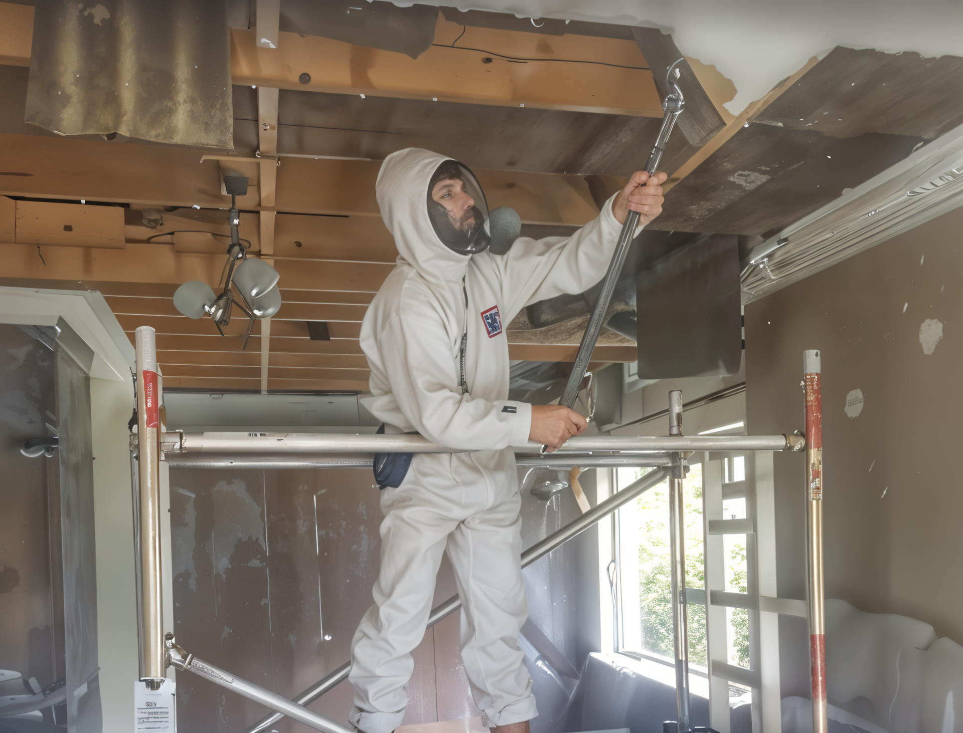 an asbestos expert testing and removing artex