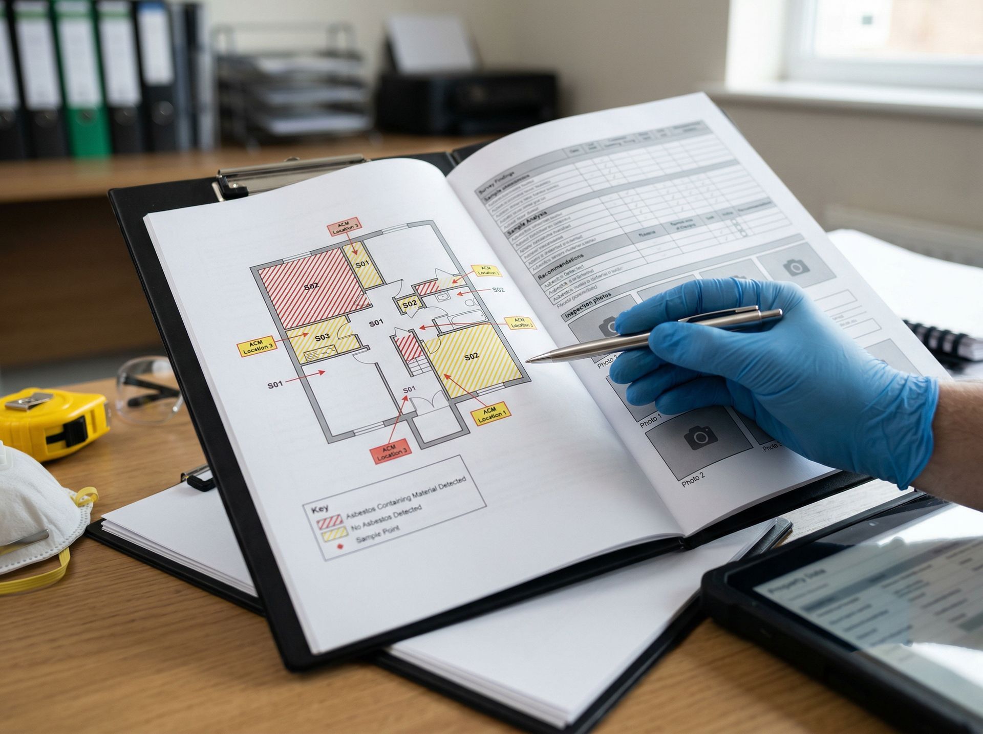 professional asbestos surveyor preparing and asbestos report for a dundee customer